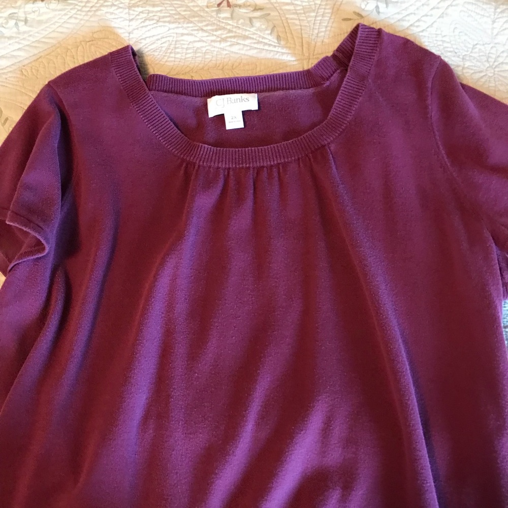 CJ Banks maroon sweater top.